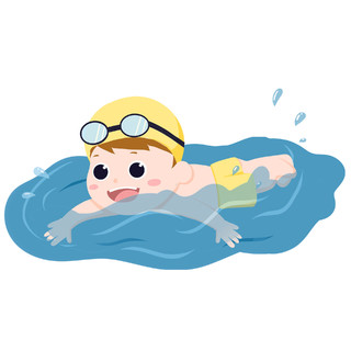 小孩游泳元素GIF动态图